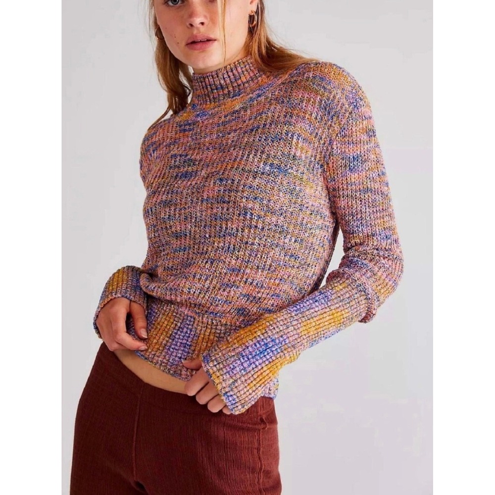 Free People Blair Spacedye Pullover in Candy Combo Size Small Fall Boho Knit